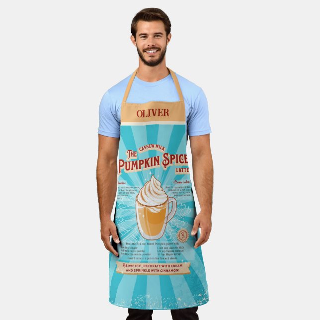 Vintage Pumpkin GewürzLatte - Rezept Poster Schürze (Getragen)