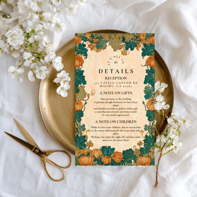 Vintage Pumpkin Harvest Wedding Begleitkarte (Von Creator hochgeladen)