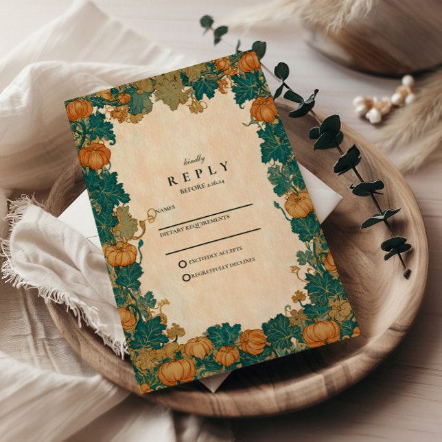 Vintage Pumpkin Harvest Wedding RSVP Karte (Von Creator hochgeladen)