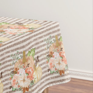 Vintage Pumpkin Rose Gold Glitzer Streifenmuster Tischdecke