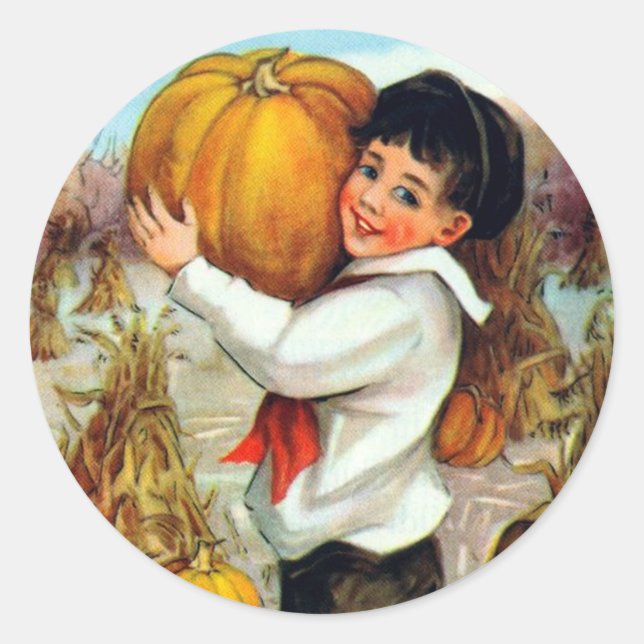 Vintage Pumpkins Runder Aufkleber (Vorderseite)