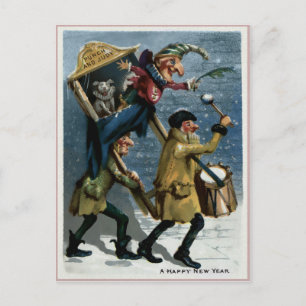 Vintage Punch und Judy Neujahr Postkarte