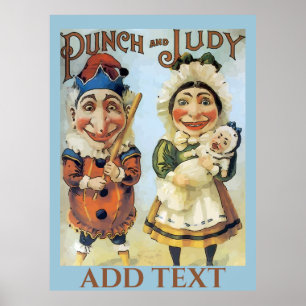 Vintage Punch und Judy Poster, Text hinzufügen Poster