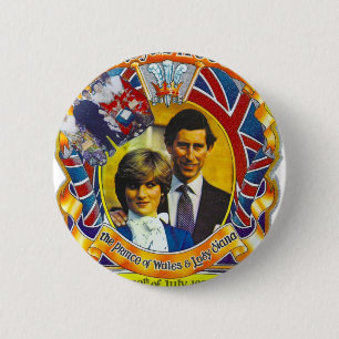 Vintage Punk 80er Königliche Hochzeit Charles und Button