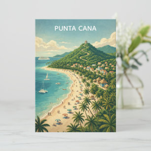 Vintage Punta Cana Dominikanische Republik Tropisc Karte