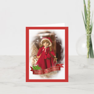 Vintage-Puppe Weihnachts-Notizkarte Feiertagskarte