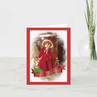 Vintage Puppe Weihnachtskarte Feiertagskarte