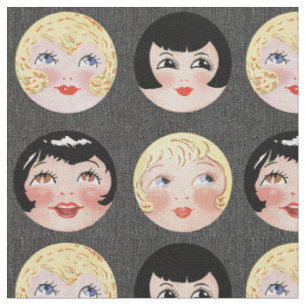 Vintage Puppentheater auf Black Denim Hintergrund Stoff