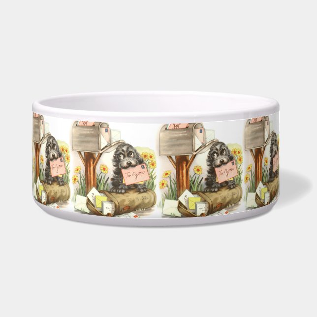 Vintage Puppy Art Mailbox Napf (Vorderseite)