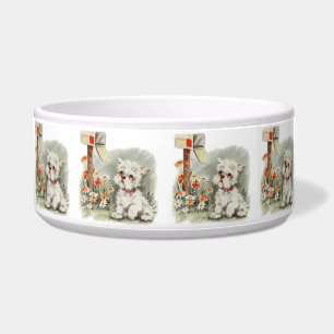 Vintage Puppy Art Sad Puppy Napf