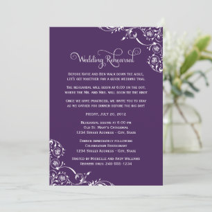 Vintage Purple Wedding Rehearsal and Dinner Einladung