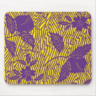 Vintage Purple & Yellow Textile Design Mousepad