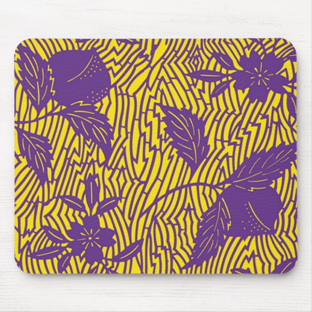 Vintage Purple & Yellow Textile Design Mousepad (Vorne)