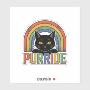 Vintage Purride schwarze Katze Regenbogen-Shirt De Aufkleber