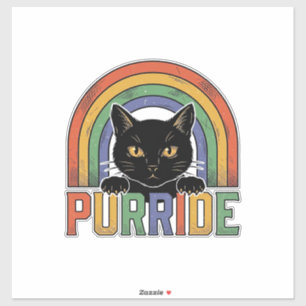 Vintage Purride Schwarze Katze Regenbogen-Shirt De Aufkleber