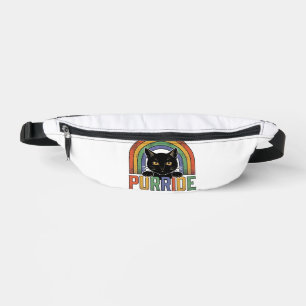 Vintage Purride Schwarze Katze Regenbogen-Shirt De Bauchtasche