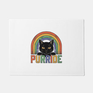 Vintage Purride Schwarze Katze Regenbogen-Shirt De Fußmatte