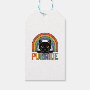 Vintage Purride Schwarze Katze Regenbogen-Shirt De Geschenkanhänger
