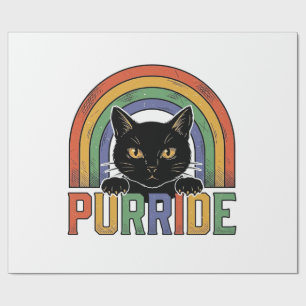 Vintage Purride Schwarze Katze Regenbogen-Shirt De Geschenkpapier