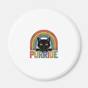 Vintage Purride Schwarze Katze Regenbogen-Shirt De Magnet