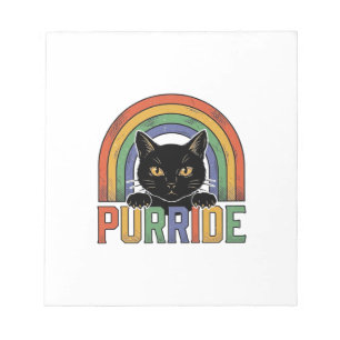 Vintage Purride Schwarze Katze Regenbogen-Shirt De Notizblock