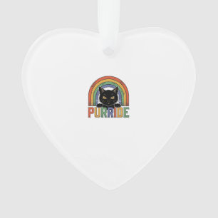 Vintage Purride Schwarze Katze Regenbogen-Shirt De Ornament