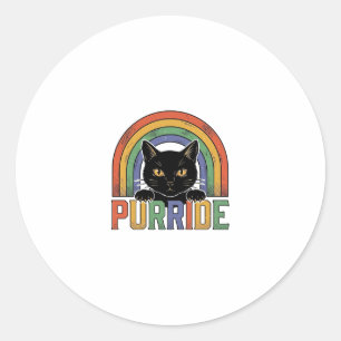 Vintage Purride Schwarze Katze Regenbogen-Shirt De Runder Aufkleber