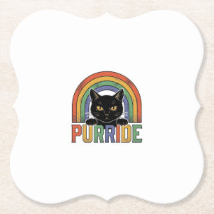 Vintage Purride Schwarze Katze Regenbogen-Shirt De Untersetzer