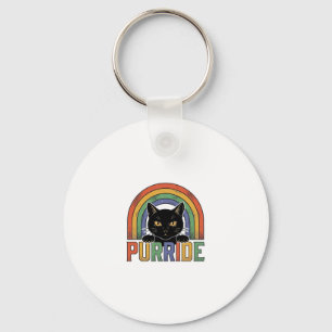 Vintage Purride schwarzes Katze Regenbogen-Shirt D Schlüsselanhänger
