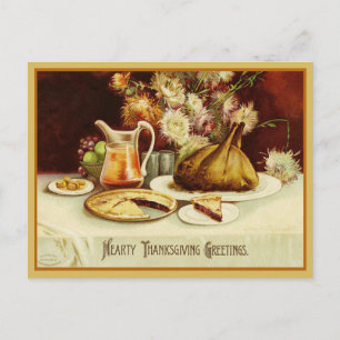 Vintage-Puten-Dinner-Thanksgiving-Grüße Feiertagspostkarte