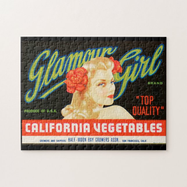 Vintage Puzzle des Frucht-Kisten-Aufkleber-2 (Horizontal)