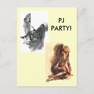 Vintage-Pyjama-PARTY! Einladungspostkarte