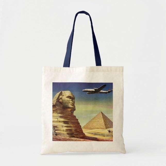 Vintage Pyramiden, die Große Sphinx von Gizeh, Ägy Tragetasche (Vorne)