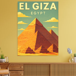Vintage Pyramiden von Gizeh Leinwanddruck – Retro-