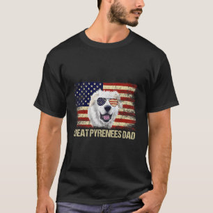 Vintage Pyrenäen Vater Amerika Flag 4th July F T-Shirt