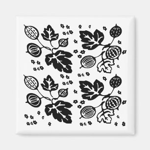 Vintage Pyrex-Muster - Stachelbeere (Schwarz) Magnet