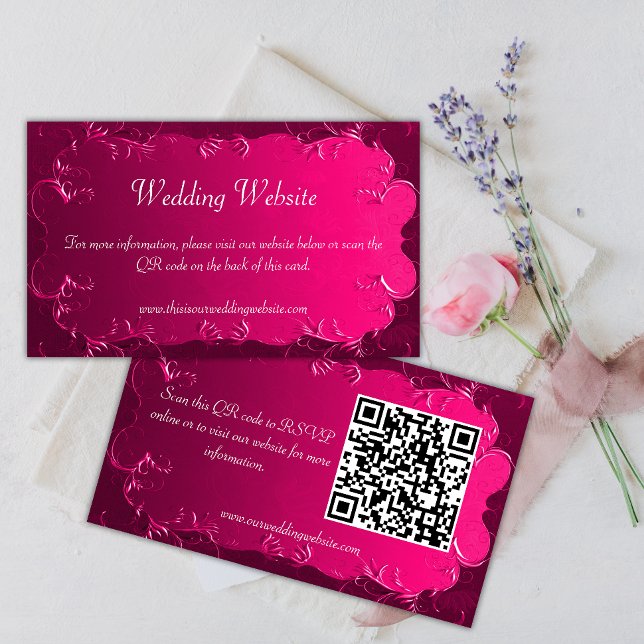 Vintage QR-Hochzeitkarte für rosa Perchment-Rollen Begleitkarte (Von Creator hochgeladen)