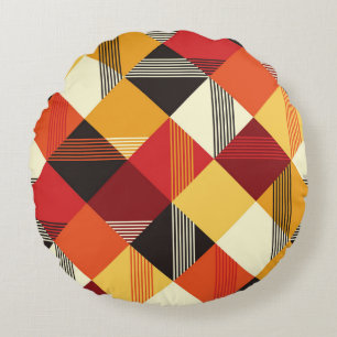 Vintage-Quadrate: Einfaches gestreiftes nahtloses Rundes Kissen