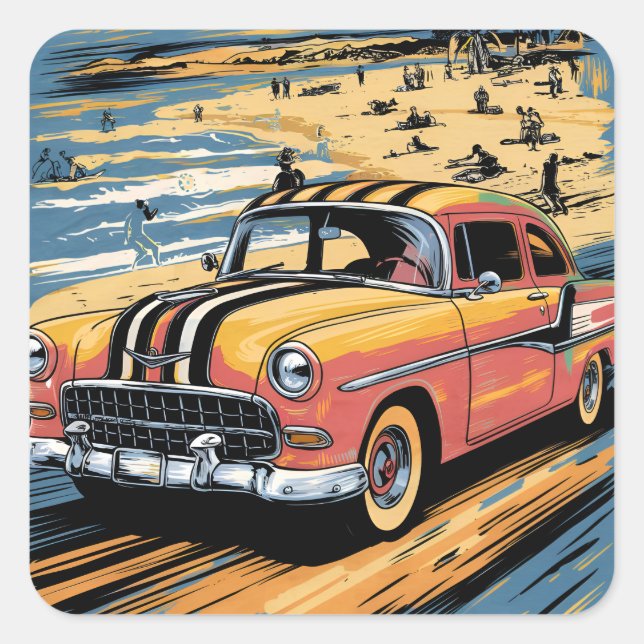 Vintage Quadratischer Aufkleber (Vorderseite)