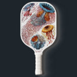 Vintage Qualle von Ernst Haeckel, Discomedusae Pickleball Schläger<br><div class="desc">Vintage Illustration der Meeresbiologie von Ernst Haeckel. Eine Vielfalt von bunten Quallen,  die im Meer schwimmen. Gelee Fische sind frei schwimmende Wassertiere mit einem Schirm geformt Körper und langen Tentakeln. Sie finden sich in allen Ozeanen und in einigen Süßwasserseen und Flüssen.</div>