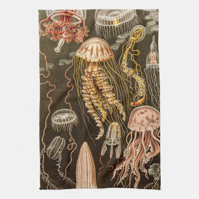 Vintage Quallen-Antiken-Qualle-Illustration Handtuch (Vertikal)