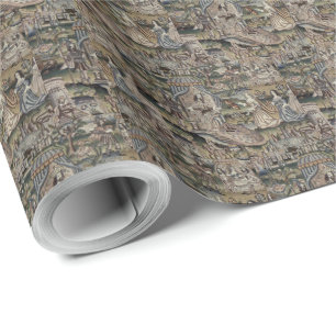 Vintage Queen Esther Tapestry Stickerei Lila Geschenkpapier