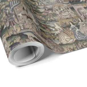 Vintage Queen Esther Tapestry Stickerei Lila Geschenkpapier