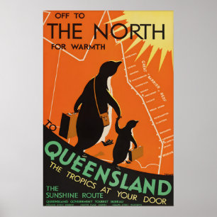 Vintage Queensland Australien Reiseplakat Barrier Poster