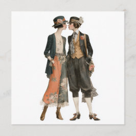 Vintage-queere Modeschönheiten 3 - Decoupage-Bogen Einladung