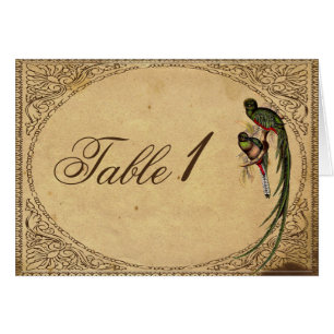 Vintage Quetzal-Vogel elegante Tischnummer-Karte