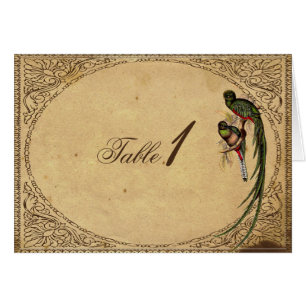 Vintage Quetzal-Vogel elegante Tischnummernkarte