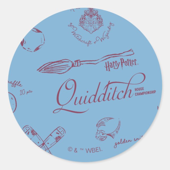 Vintage QUIDDITCH™-Skizzenmuster Runder Aufkleber (Vorderseite)