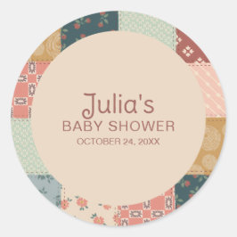 Vintage-Quilt-Baby-Shower-Aufkleber Runder Aufkleber