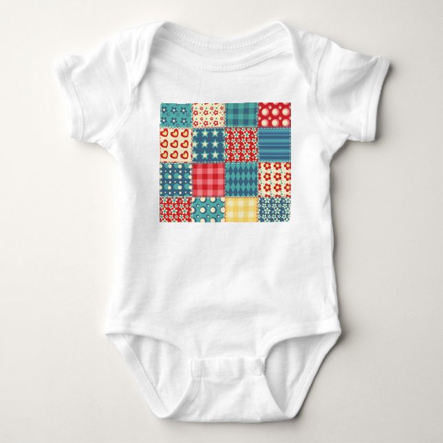 Vintage-Quilt: Patchwork-Hintergrundmuster. Baby Strampler (Vorderseite)